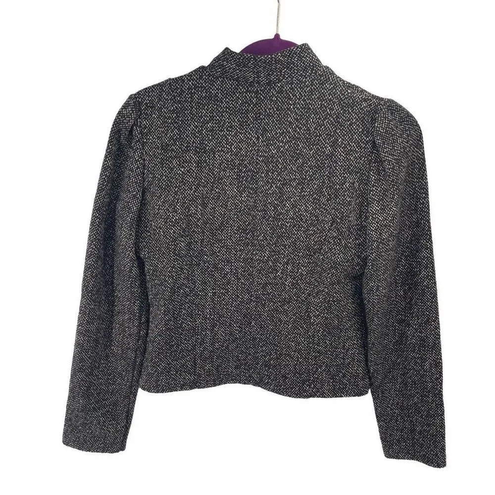 Lux Women's High Neck Collar Tweed Office Jacket Blazer Multicolor Size Small